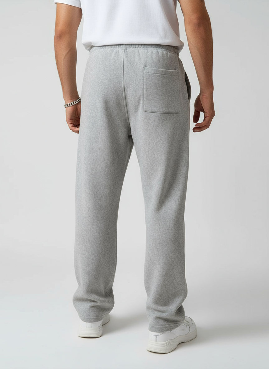 Relaxed Straight-Leg Pants — Grey