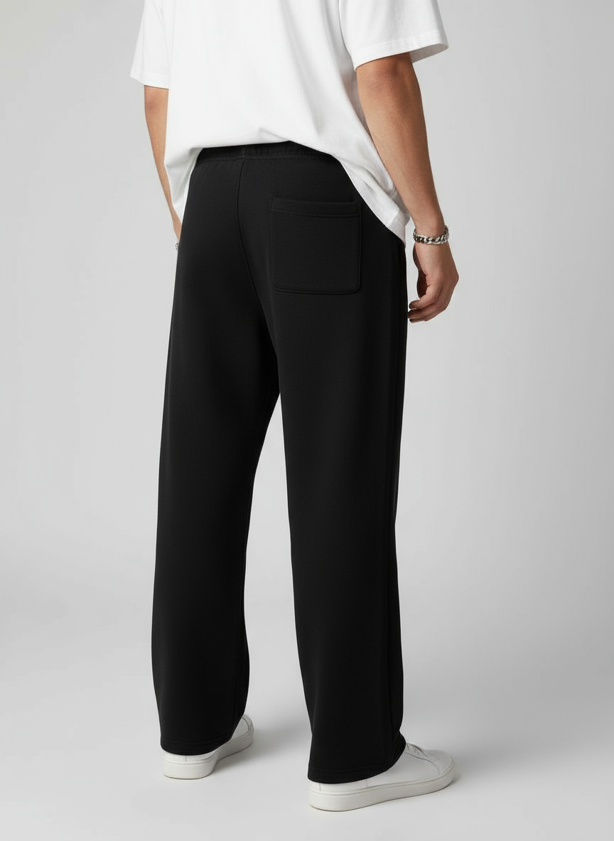 Relaxed Straight-Leg Pants — Black