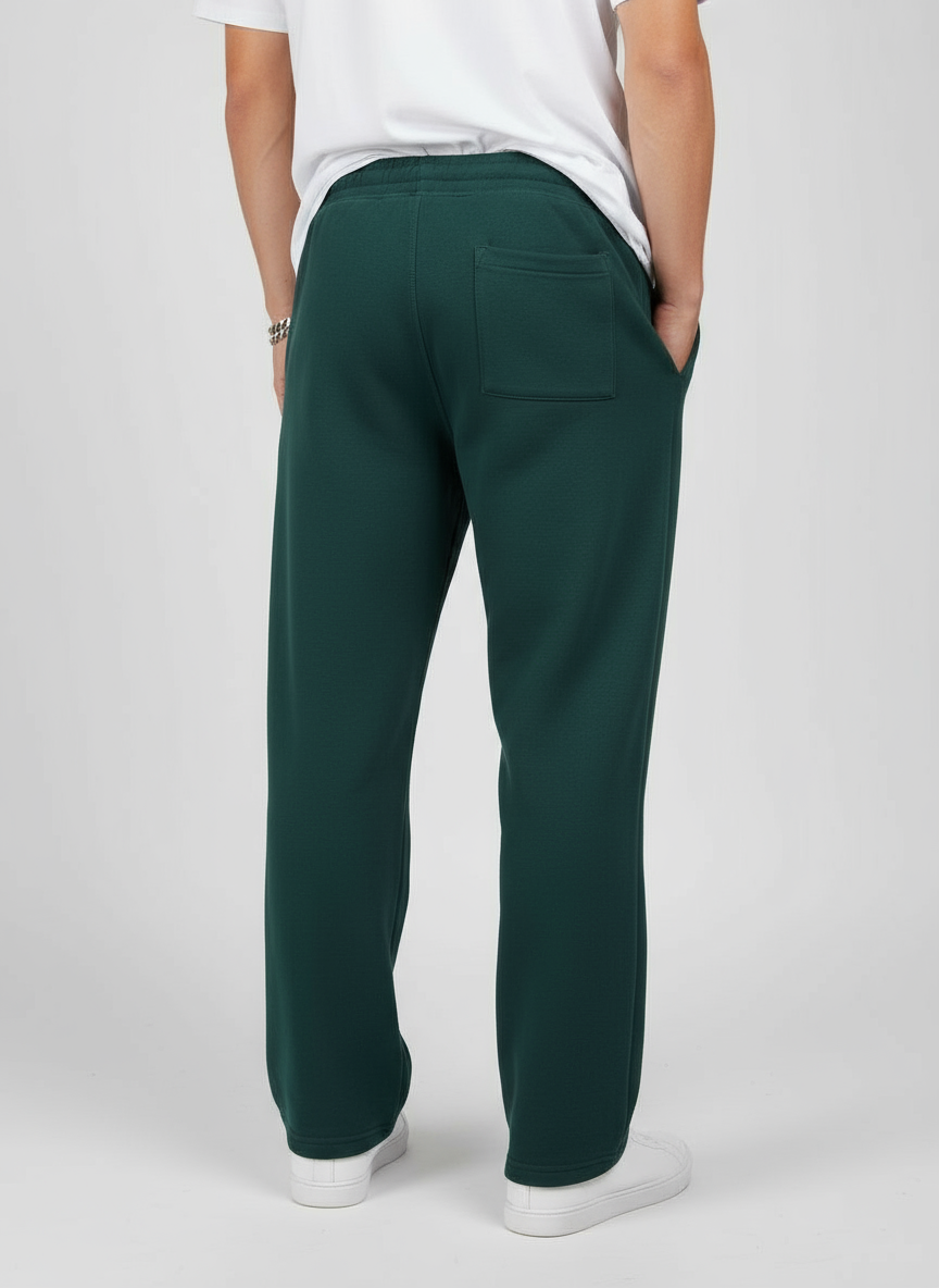 Relaxed Straight-Leg Pants — Forest Green